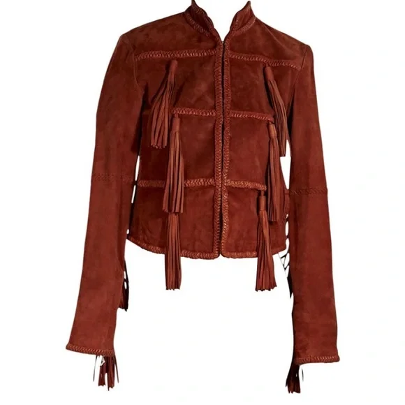 NWT Rust Rachel Zoe Suede Tassel Cropped Jacket 10 - Picture 6 of 6
